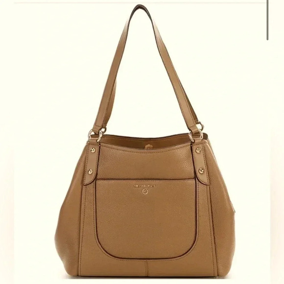 NWT Michael Kors Molly Pebble Leather Bag Camel Brown - Picture 1 of 10